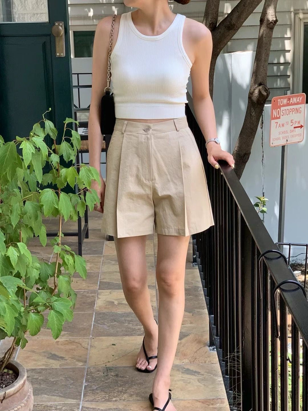 Le Miu Striped & Solid Color Tank Top
