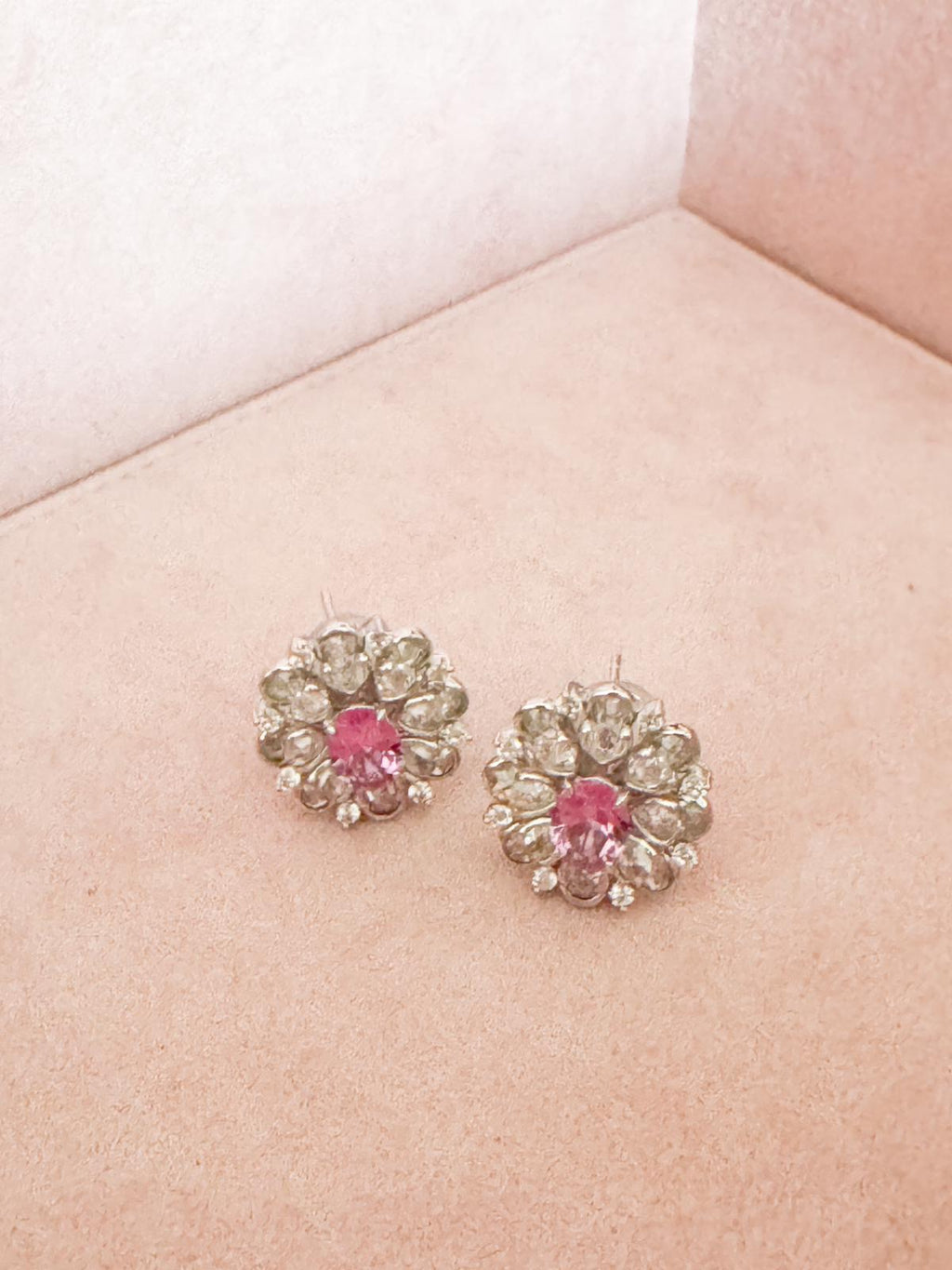 Mrs Ho Joaillerie Topaz Pave Diamond Silver Flower Earrings