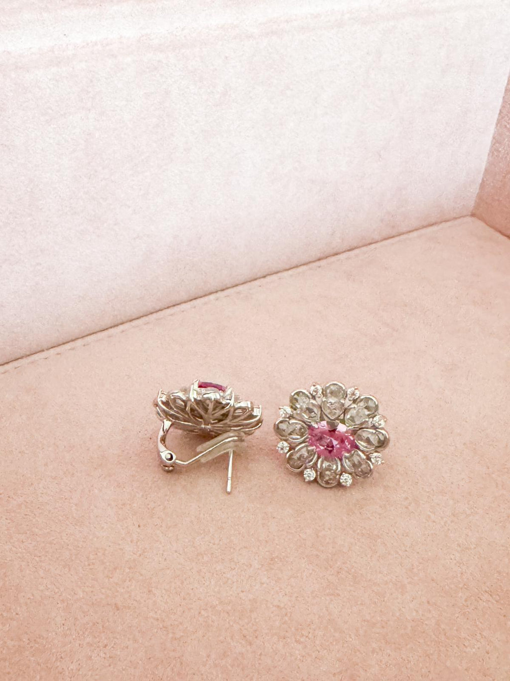 Mrs Ho Joaillerie Topaz Pave Diamond Silver Flower Earrings
