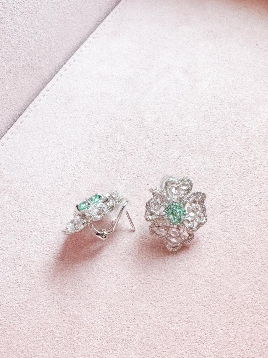 Mrs Ho Joaillerie Topaz Pave Diamond Silver Earrings
