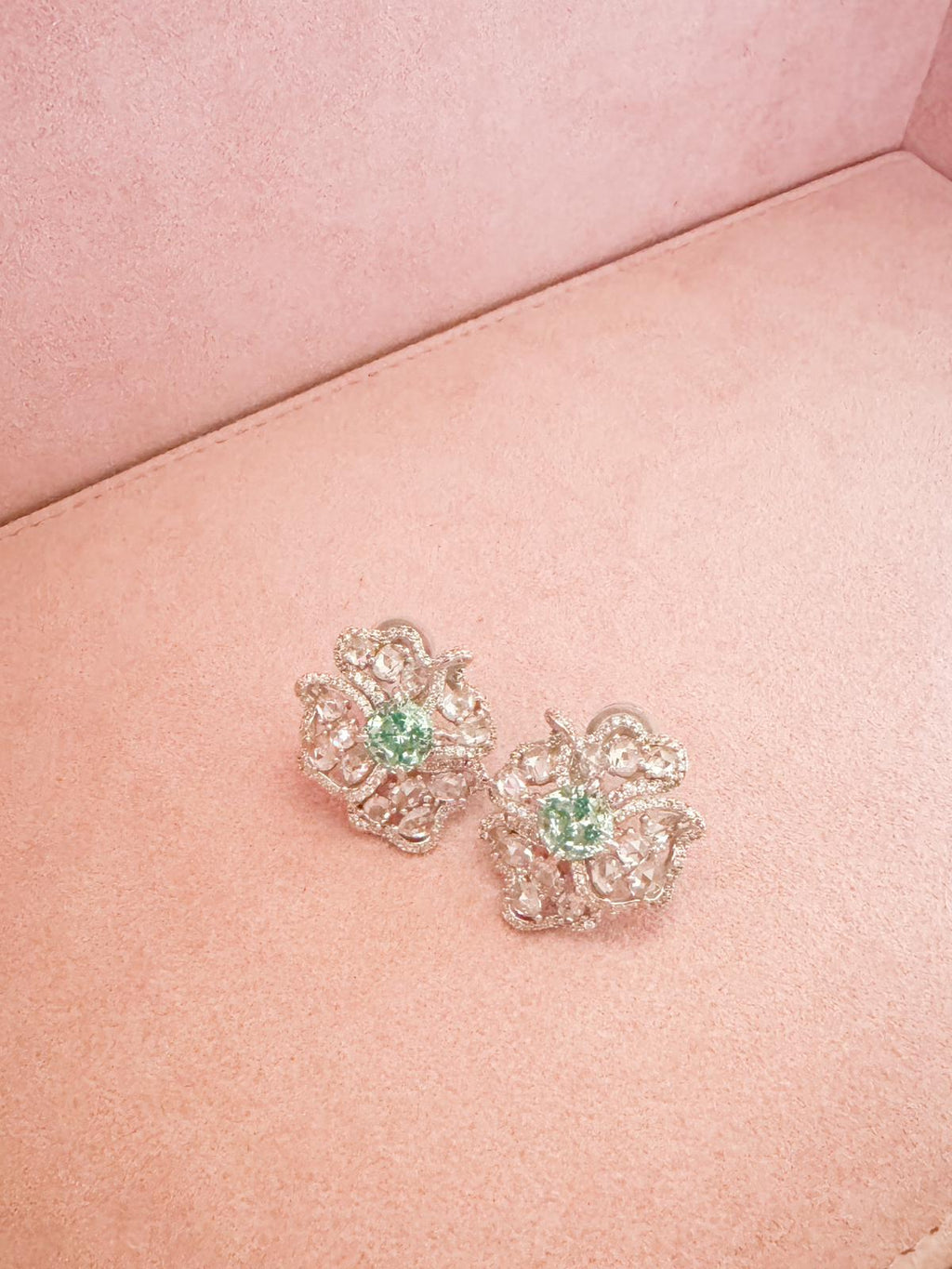 Mrs Ho Joaillerie Topaz Pave Diamond Silver Earrings