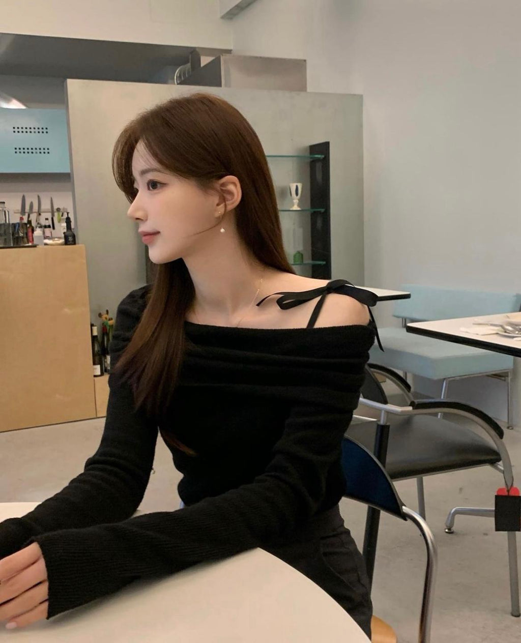 Off-Shoulder Knitted Tie-Strap Top * new Colors