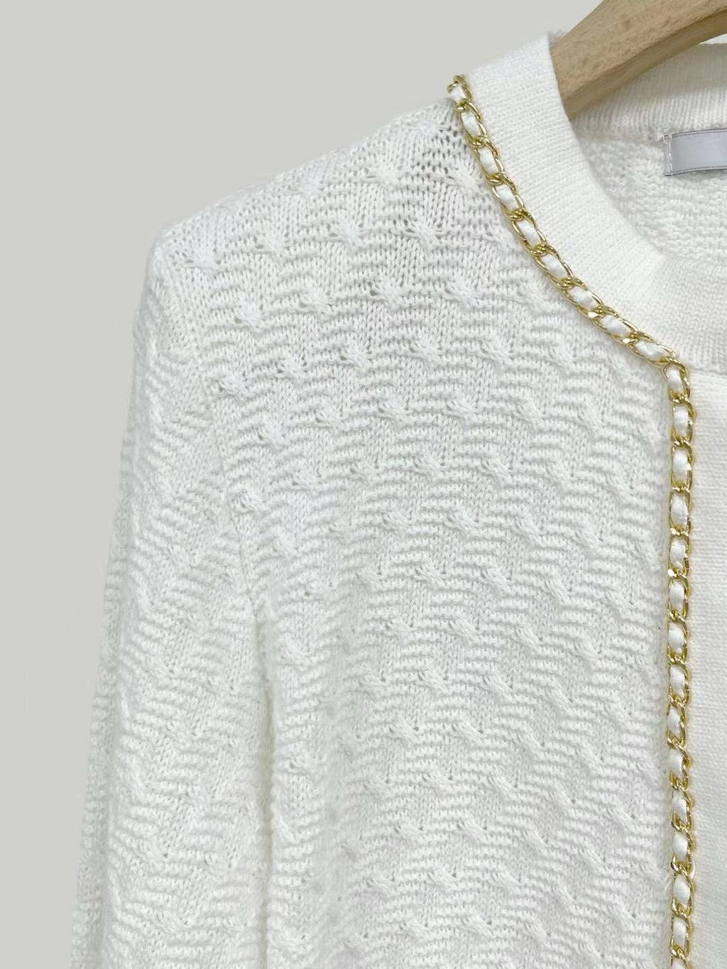 Chain-trim Long Sleeves Knitted Cardigan *2 Colors