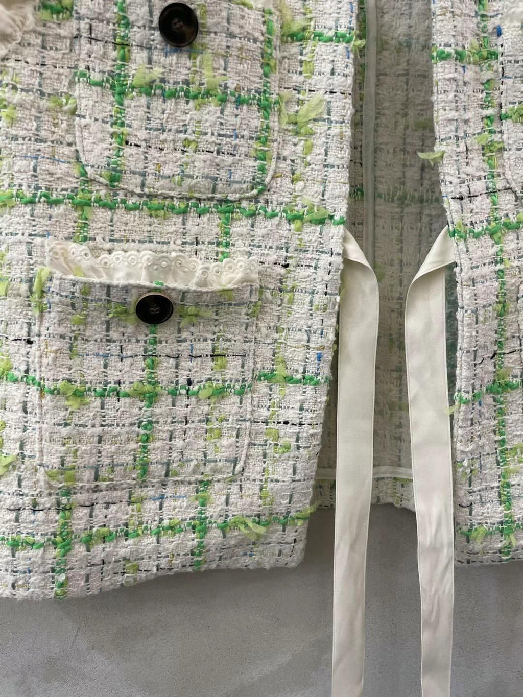 Lace Tweed Plaid Vest