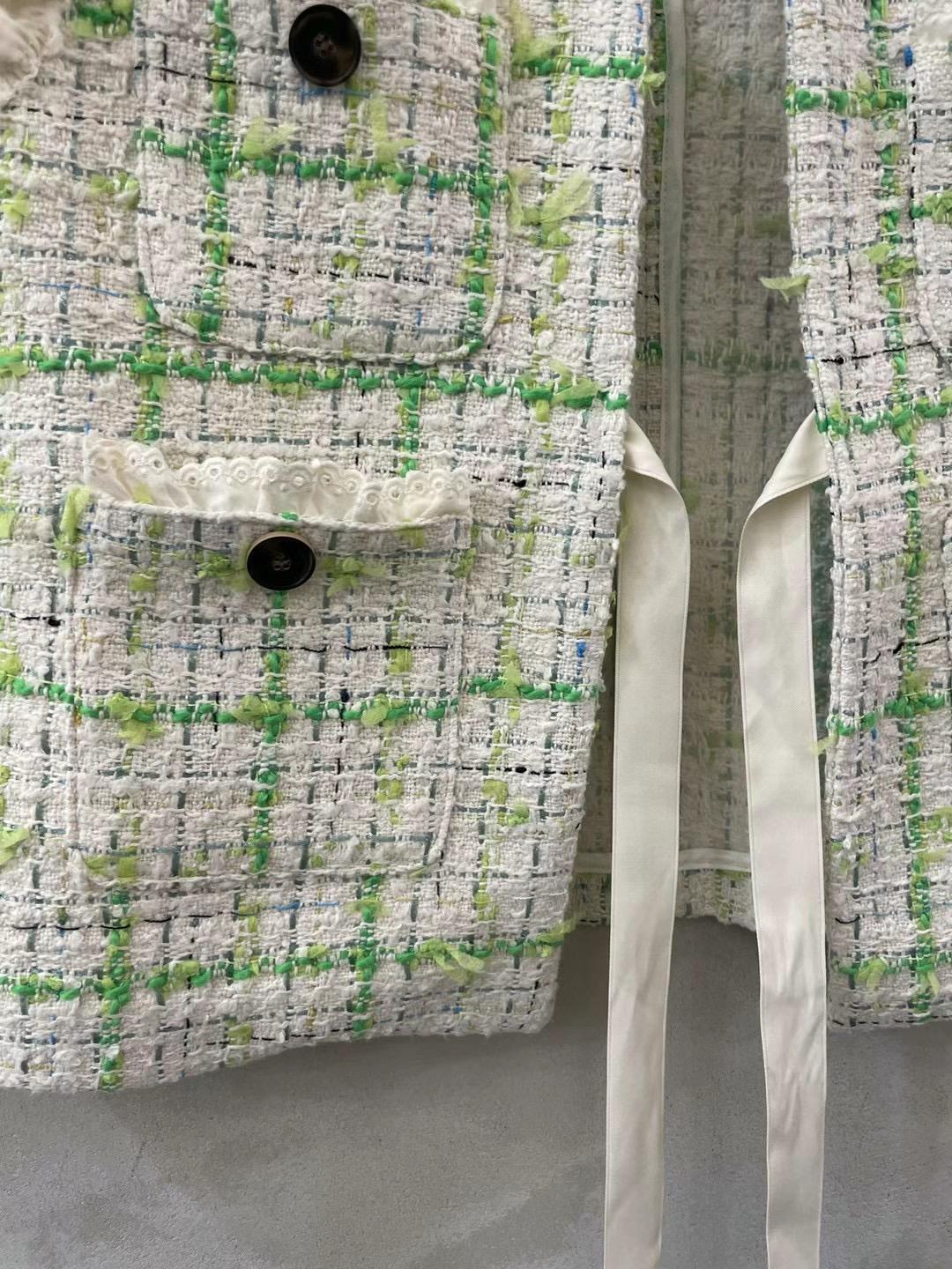 Lace Tweed Plaid Vest