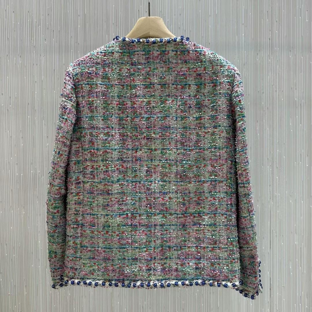Multicolored Plaid Tweed Jacket