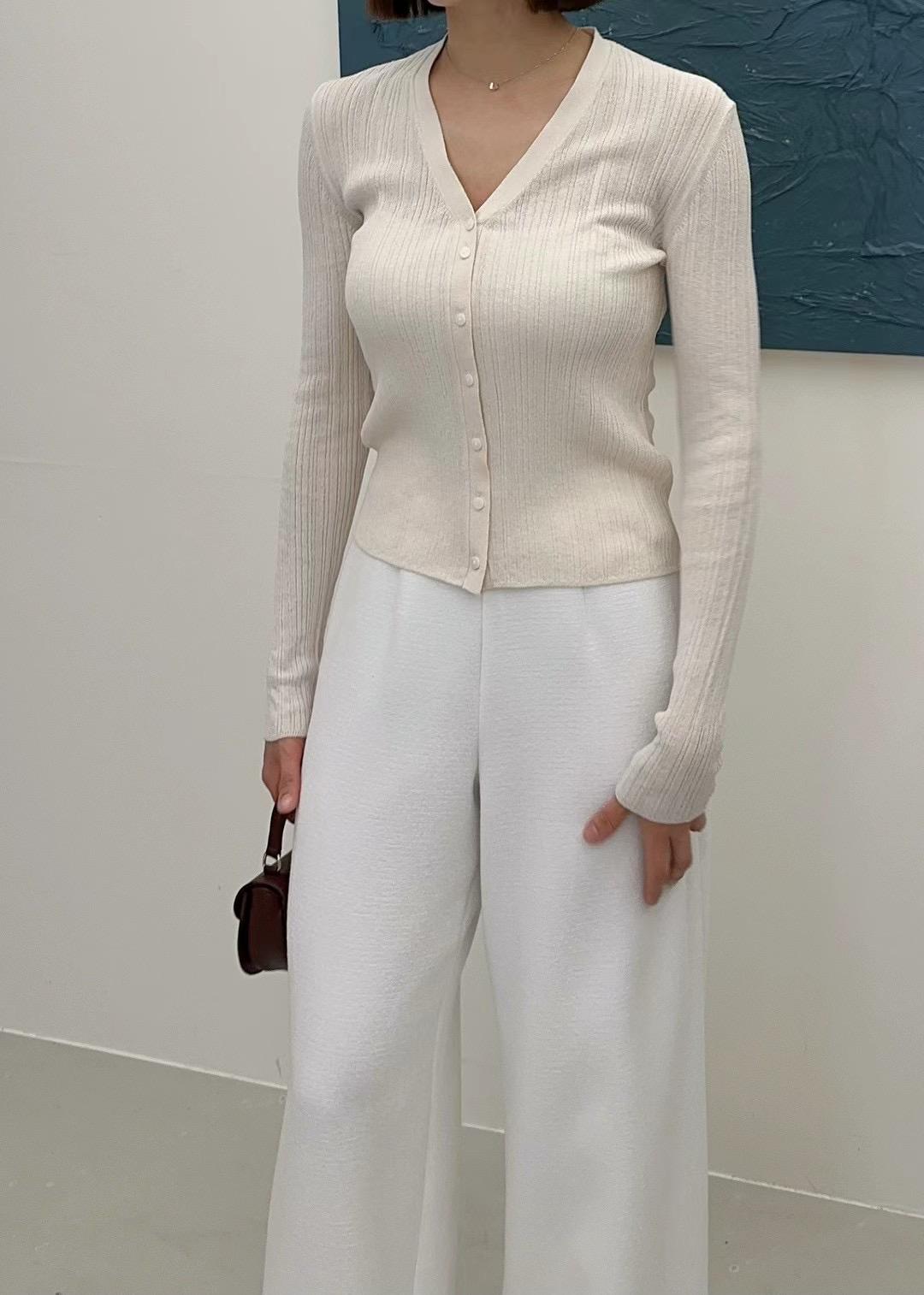 Button Down Long Sleeved Ribbed Cardigan *3 Colors