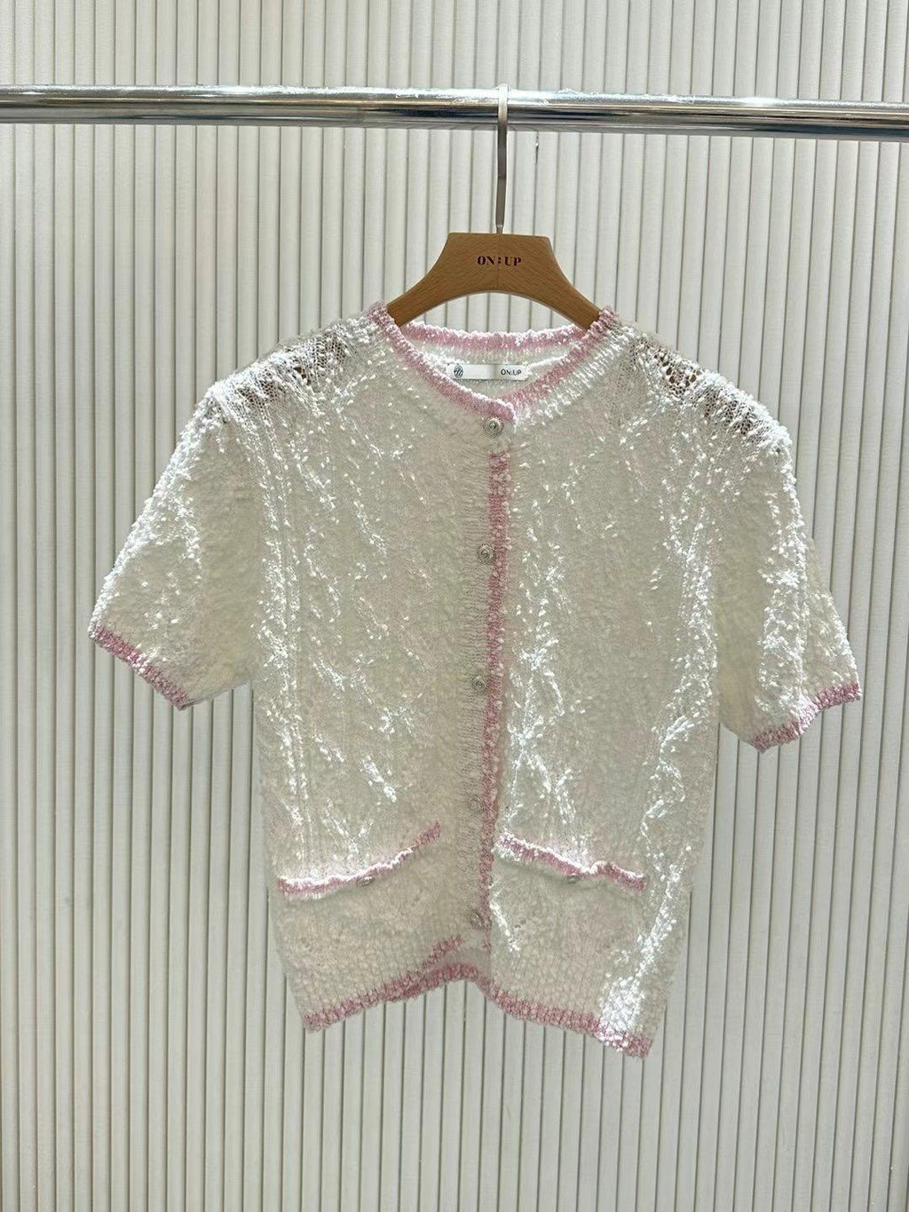 Fuzzy Knitted Short-sleeved Cardigan *3 Colors
