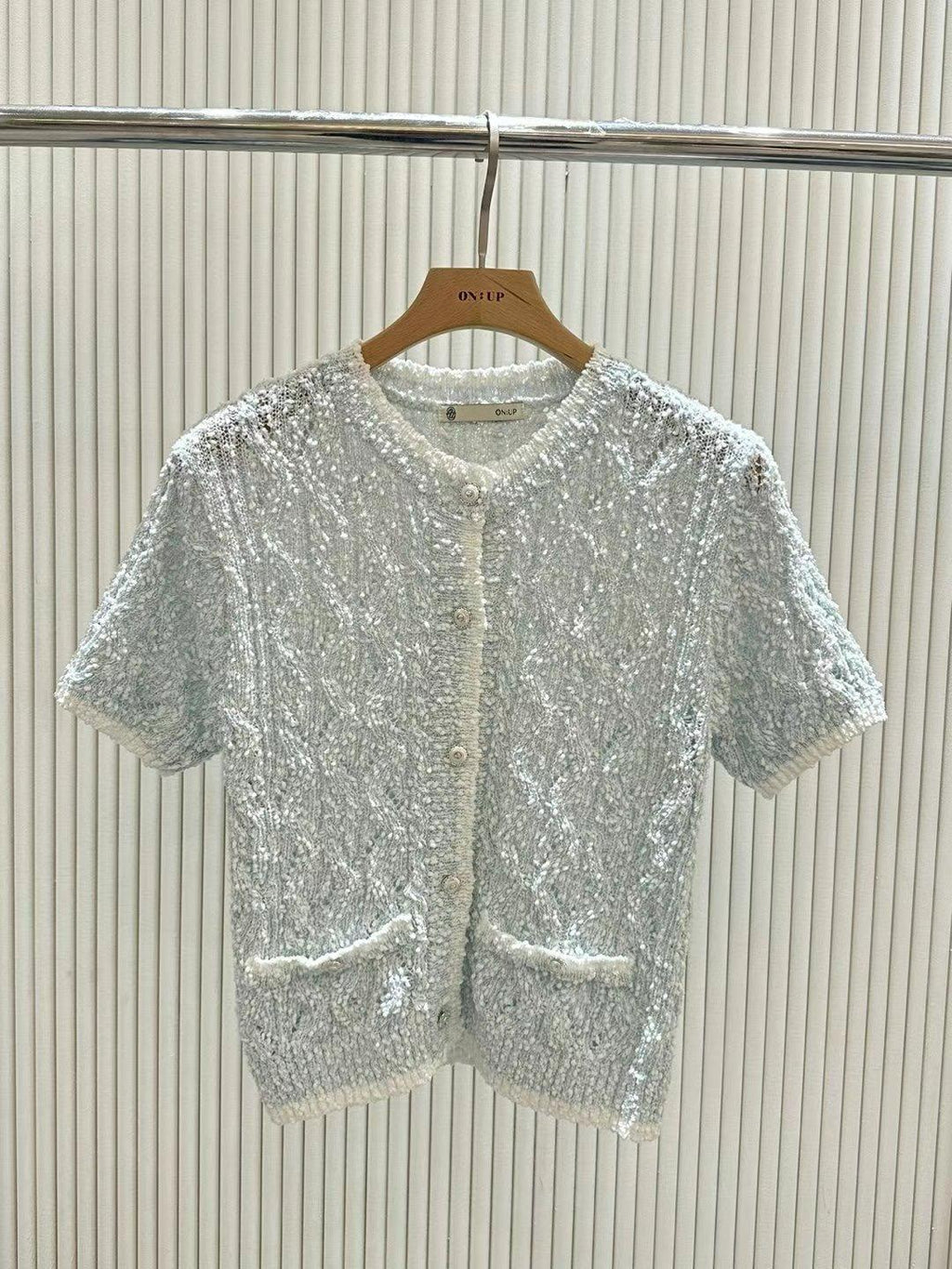 Fuzzy Knitted Short-sleeved Cardigan *3 Colors
