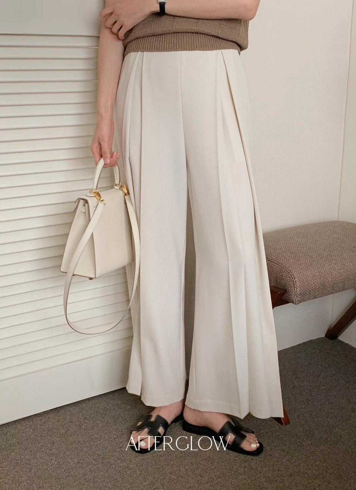 Pleated Wide-leg Flared Trousers *3 Colors