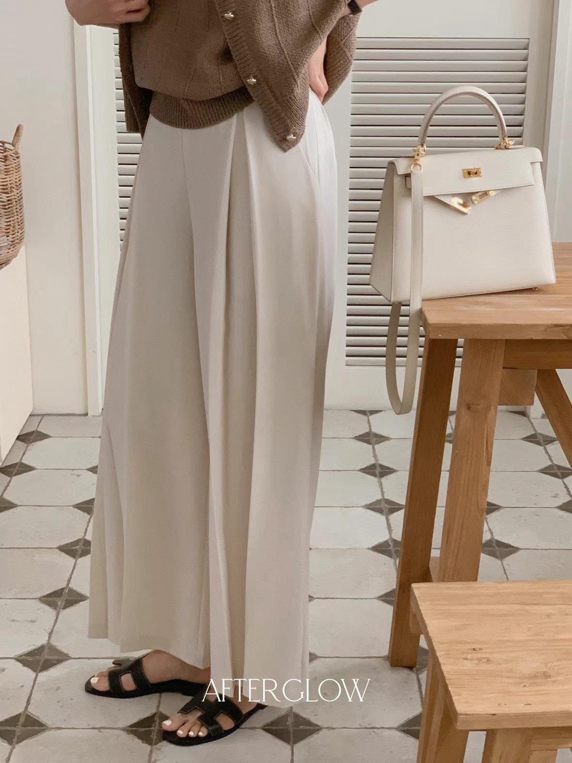 Pleated Wide-leg Flared Trousers *3 Colors