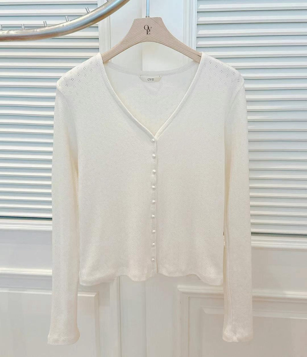 V-neck Long Sleeved Button Down Knit Cardigan *3 Colors
