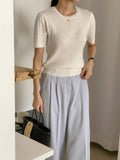 Cable Knit Short Sleeved Top *4 Colors #5424201