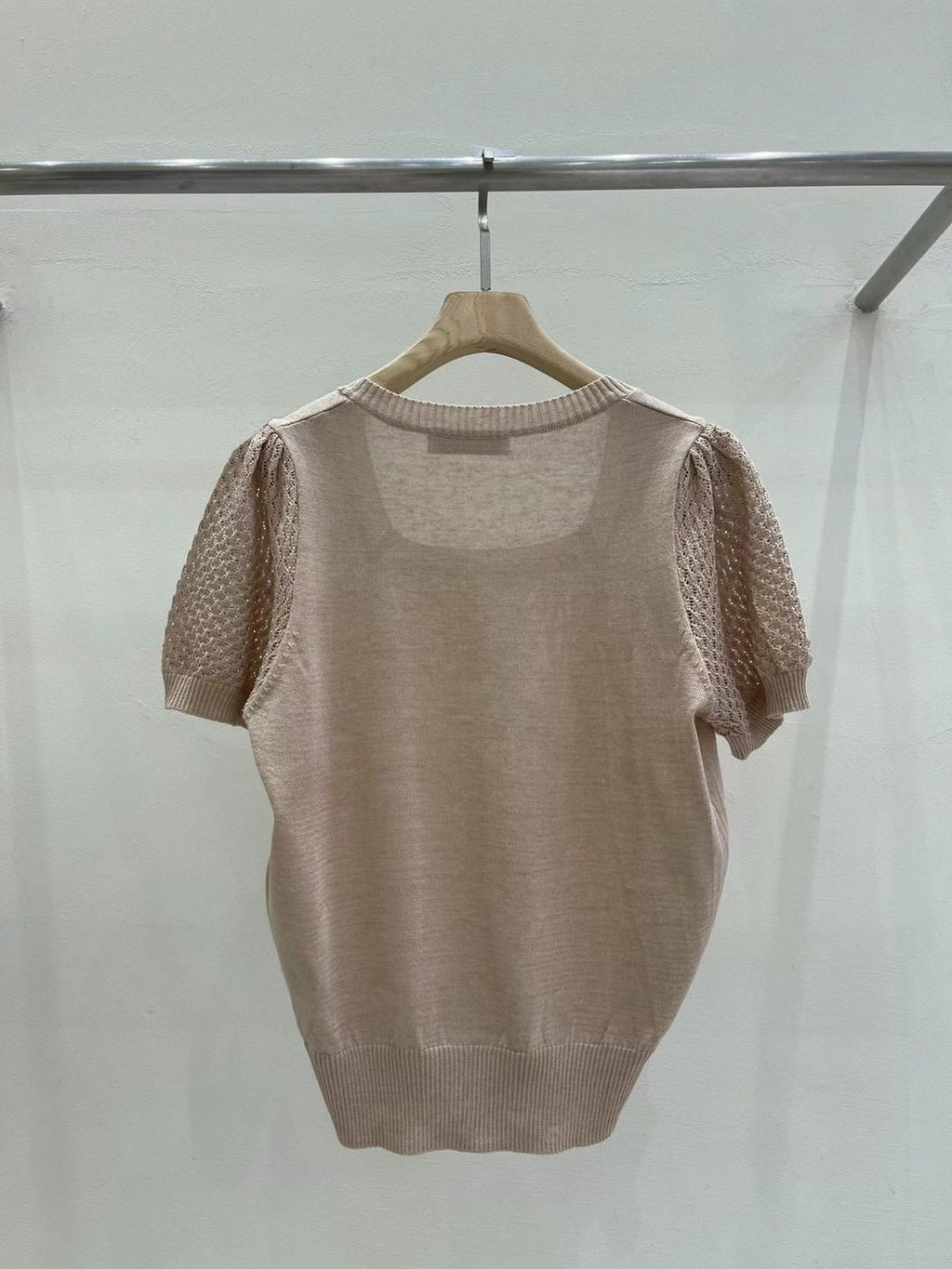 Square Neck Crochet Short Sleeve Top *3 Colors