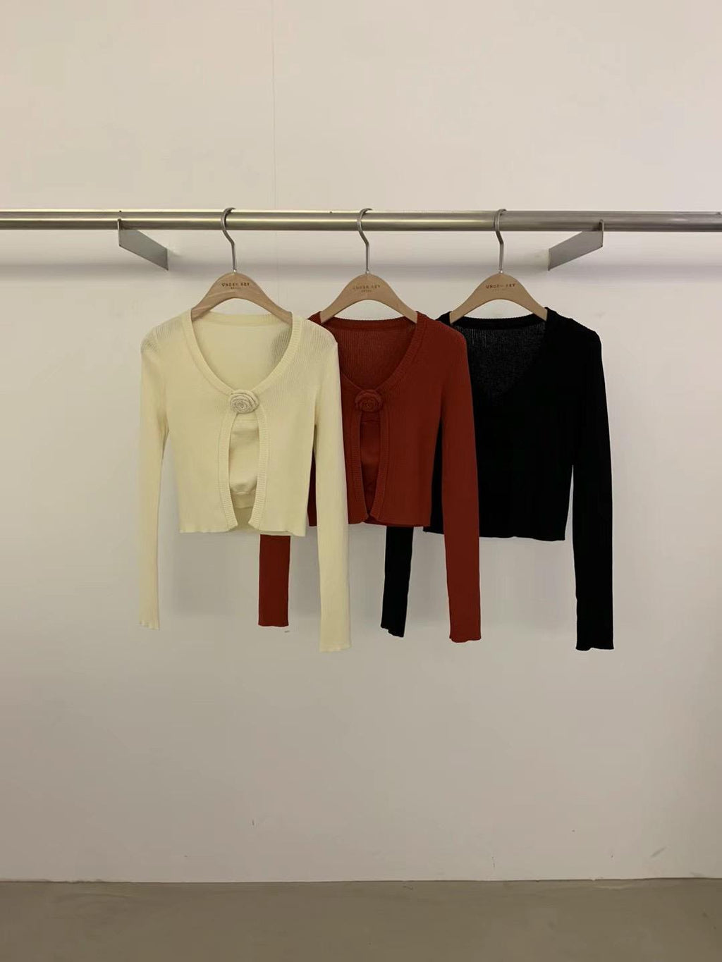Open Front Knitted Cardigan & Tube Set *3 Colors