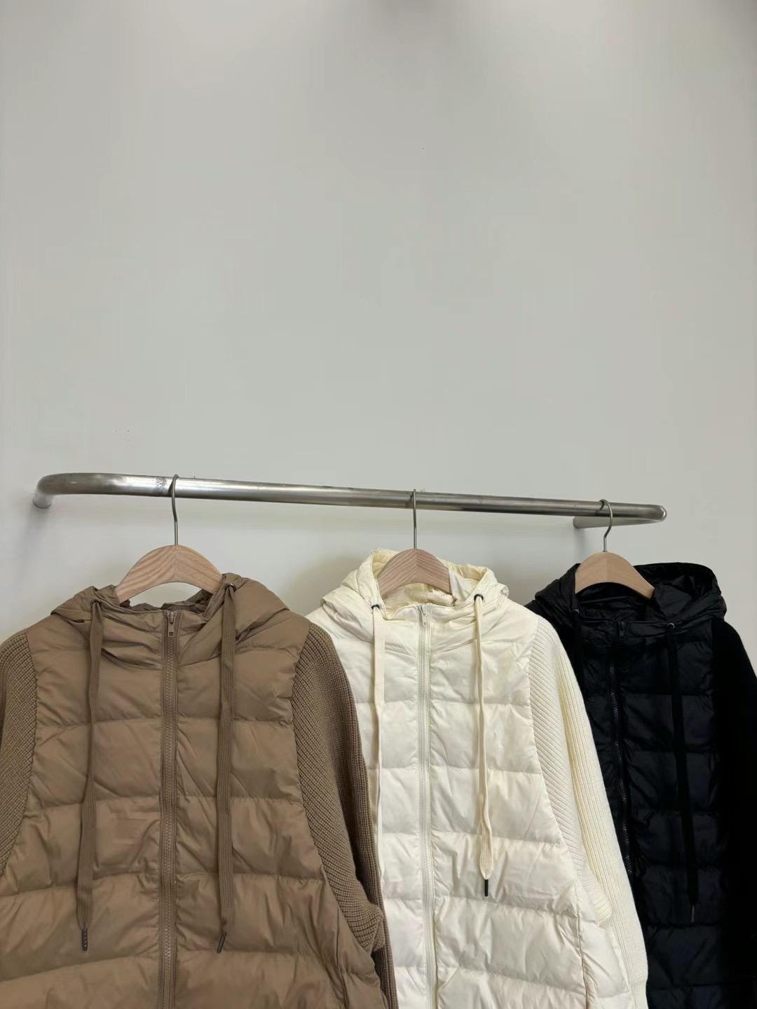 Zip-up Hooded Quilted Knitted Sleeves Jacket *3 Colors