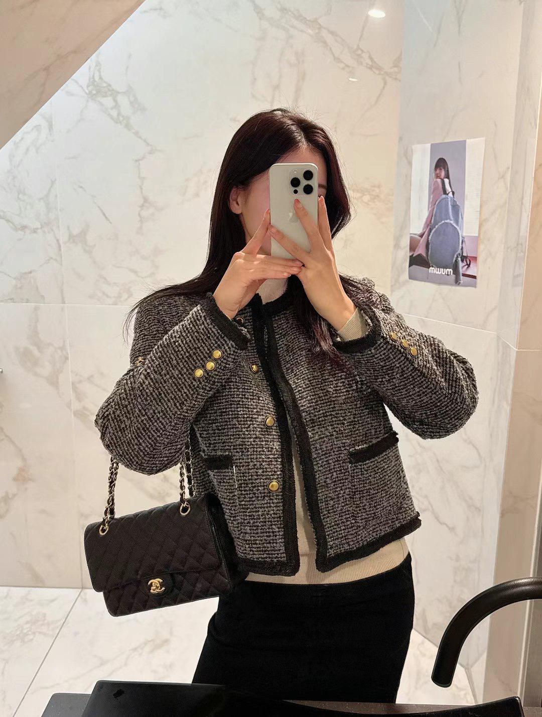 Contrast Trim Tweed Jacket *2 Colors